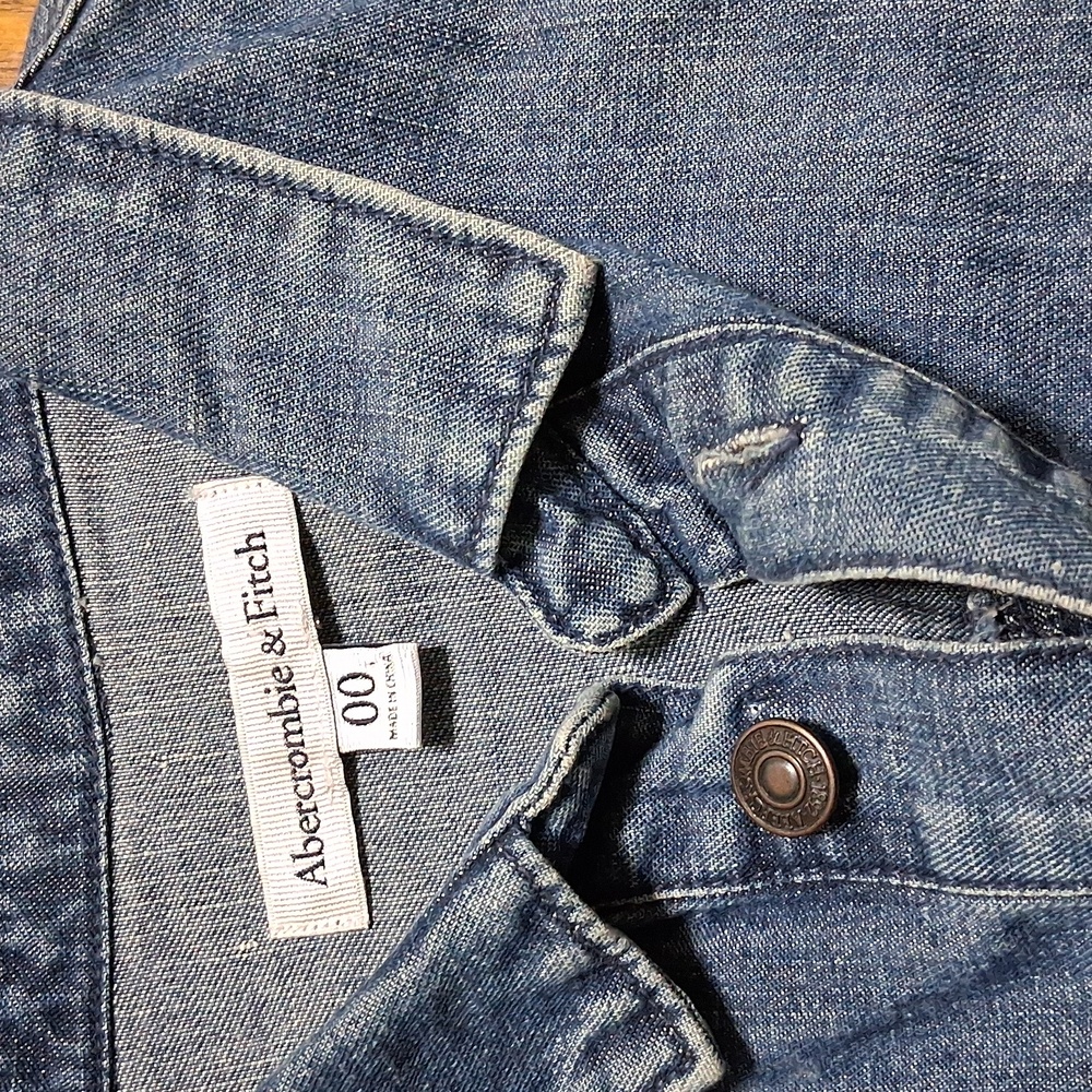 ABERCROMBIE & FITCH ROMPER Jean 00 Women BLUE Denim Preowned Used Long Sleeves - Picture 6 of 8